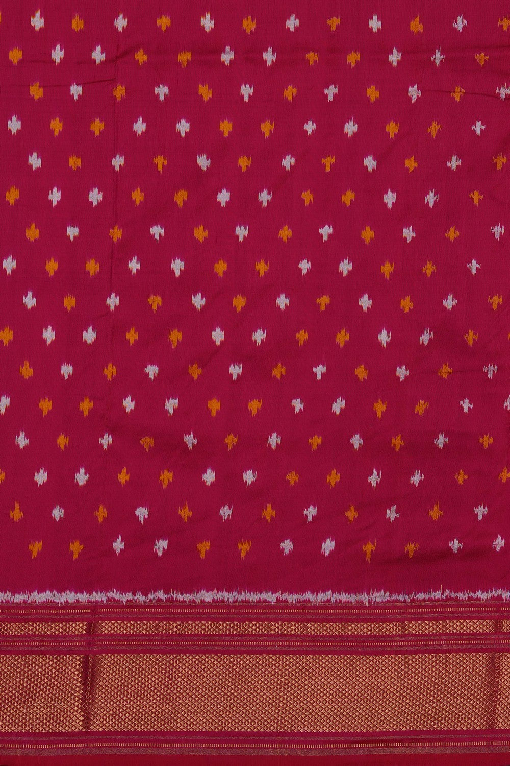 Image of Mustard Pochampally Ikat Silk Saree