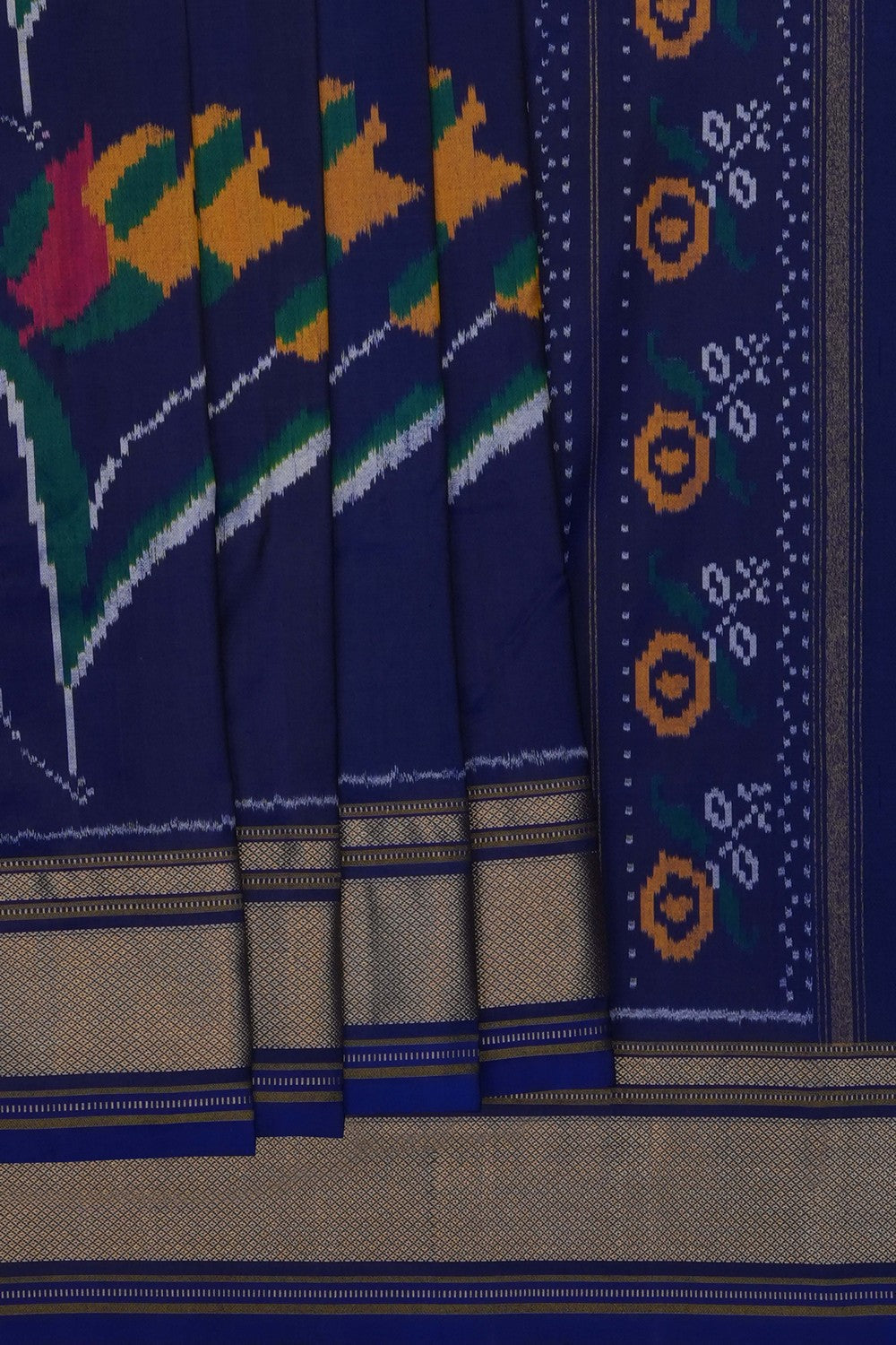 Image of Indigo Blue Pochampally Ikat Silk Saree