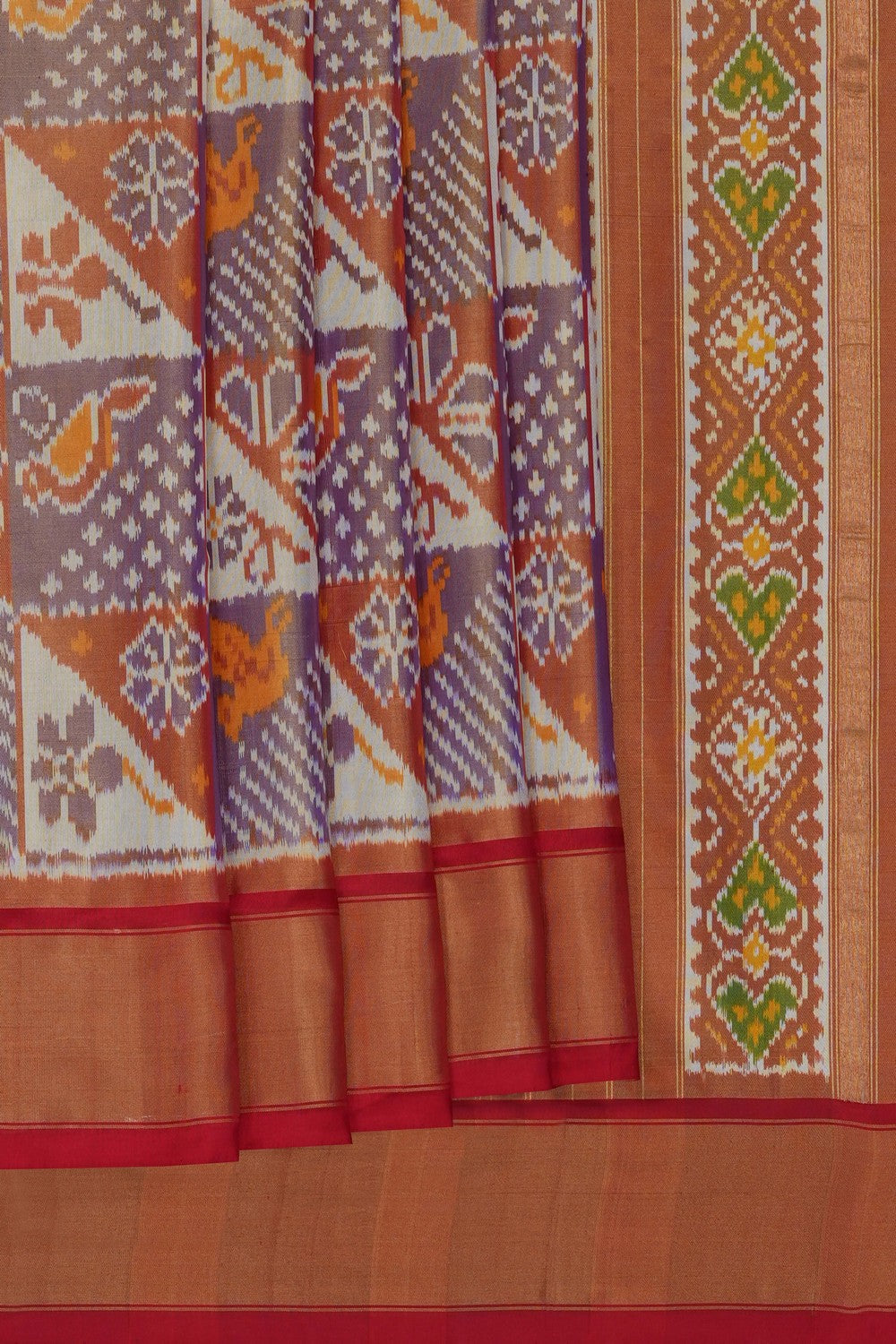 Image of Mauve Pochampally Ikat Silk Saree