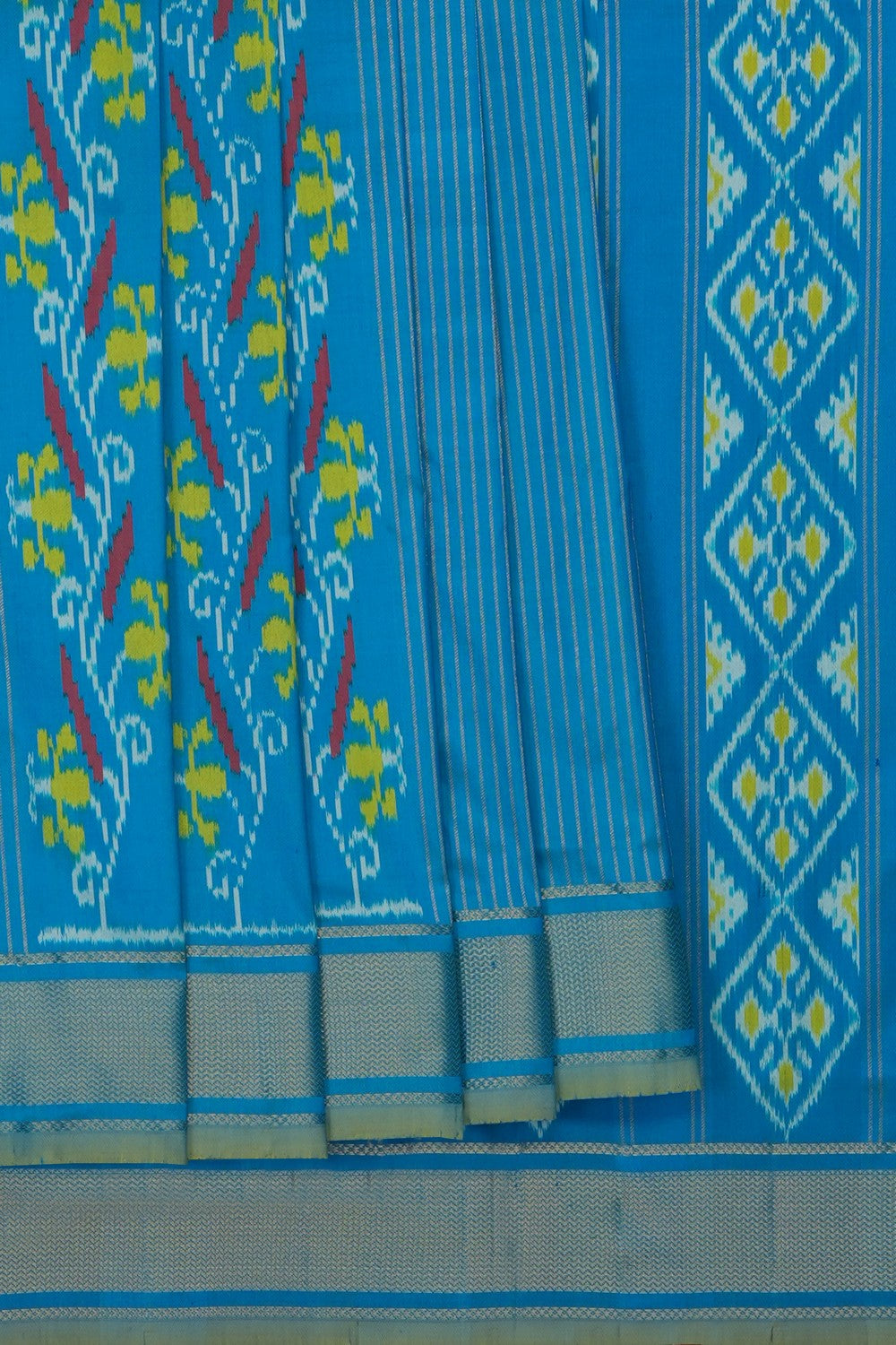 Image of Blue Pochampally Ikat Silk Saree