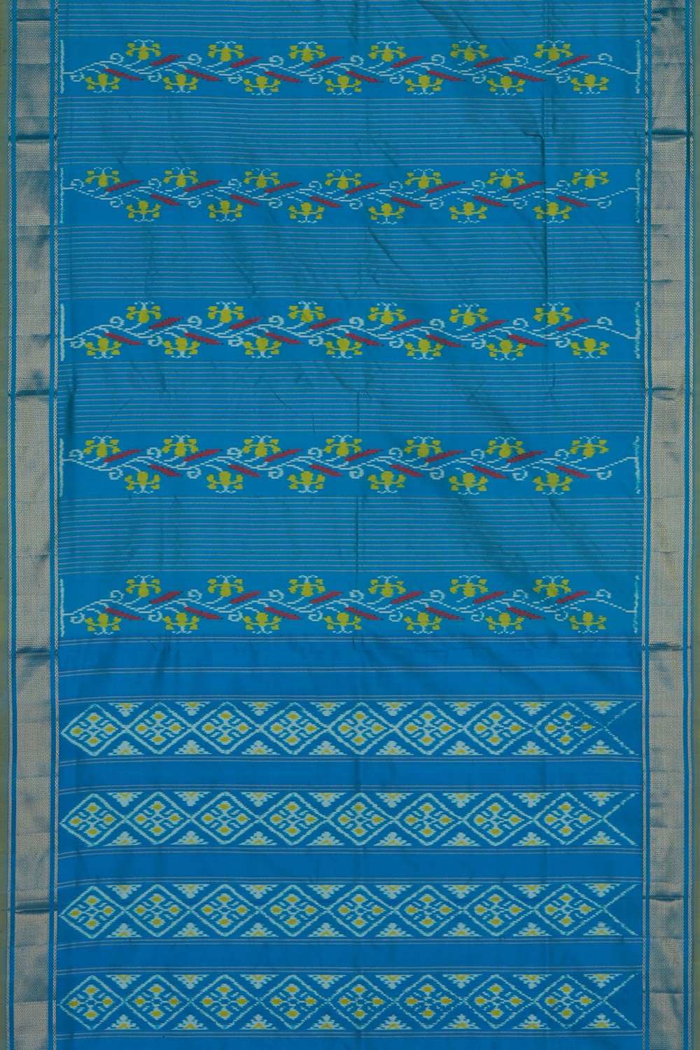 Image of Blue Pochampally Ikat Silk Saree