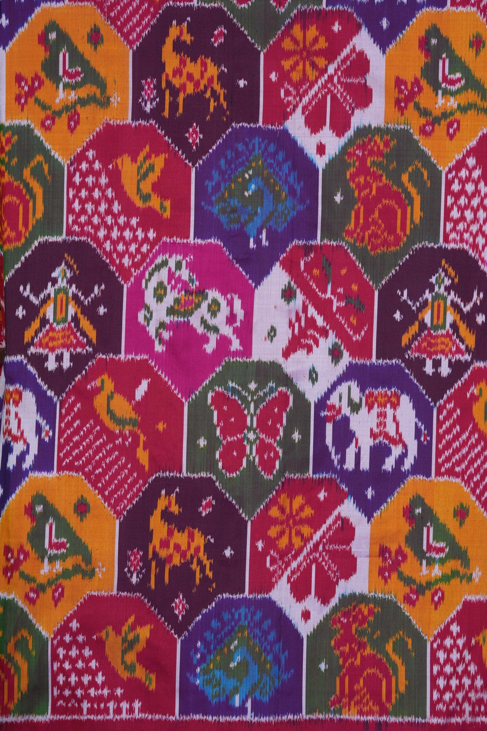 Image of Pink Pochampally Ikat Silk Saree