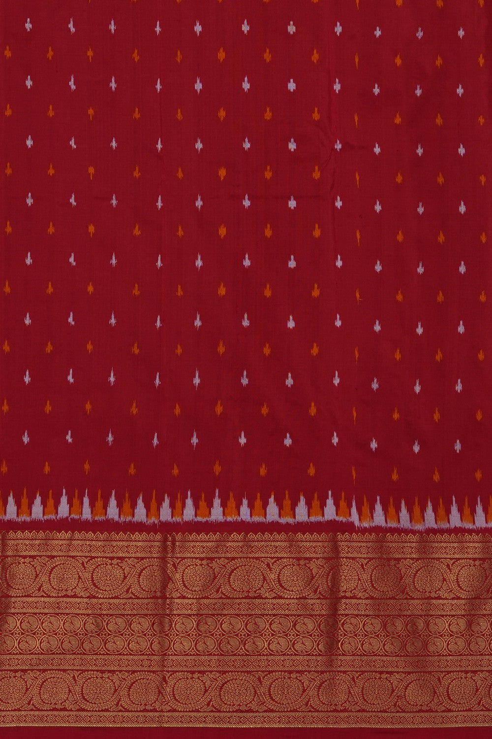 Image of Red Pochampally Ikat Silk Saree