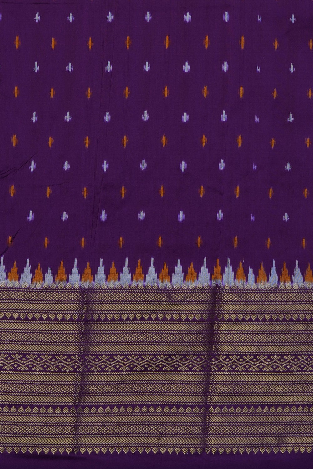 Image of Yellow Pochampally Ikat Silk Saree