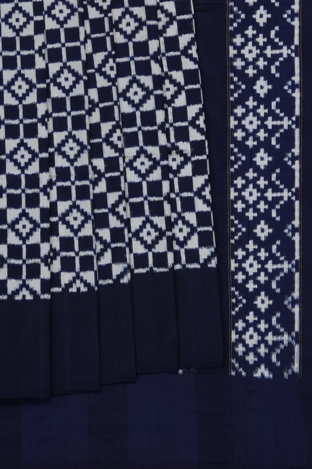 Image of Navy Blue Pochampally Ikat Silk Saree