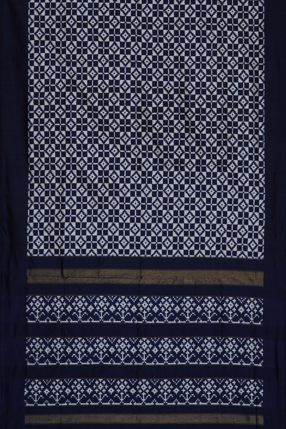 Image of Navy Blue Pochampally Ikat Silk Saree