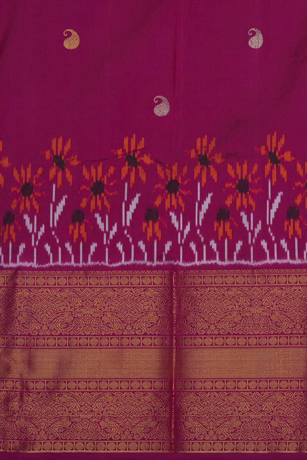 Image of Pink Pochampally Ikat Silk Saree