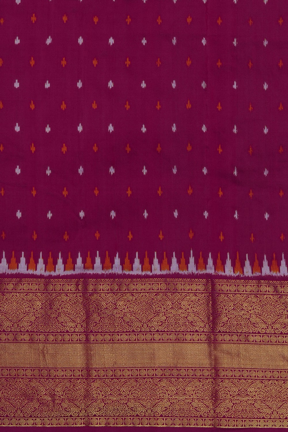 Image of Pink Pochampally Ikat Silk Saree