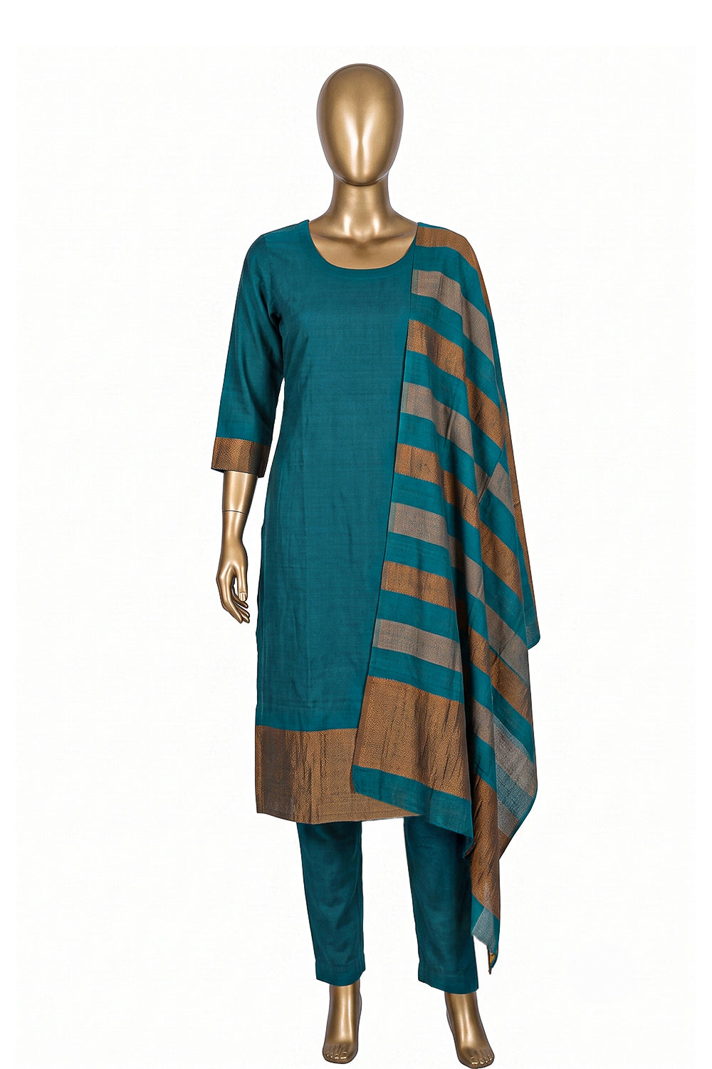 Image of Banarasi Tussar Silk Unstitched Suit (3 Pcs Set)