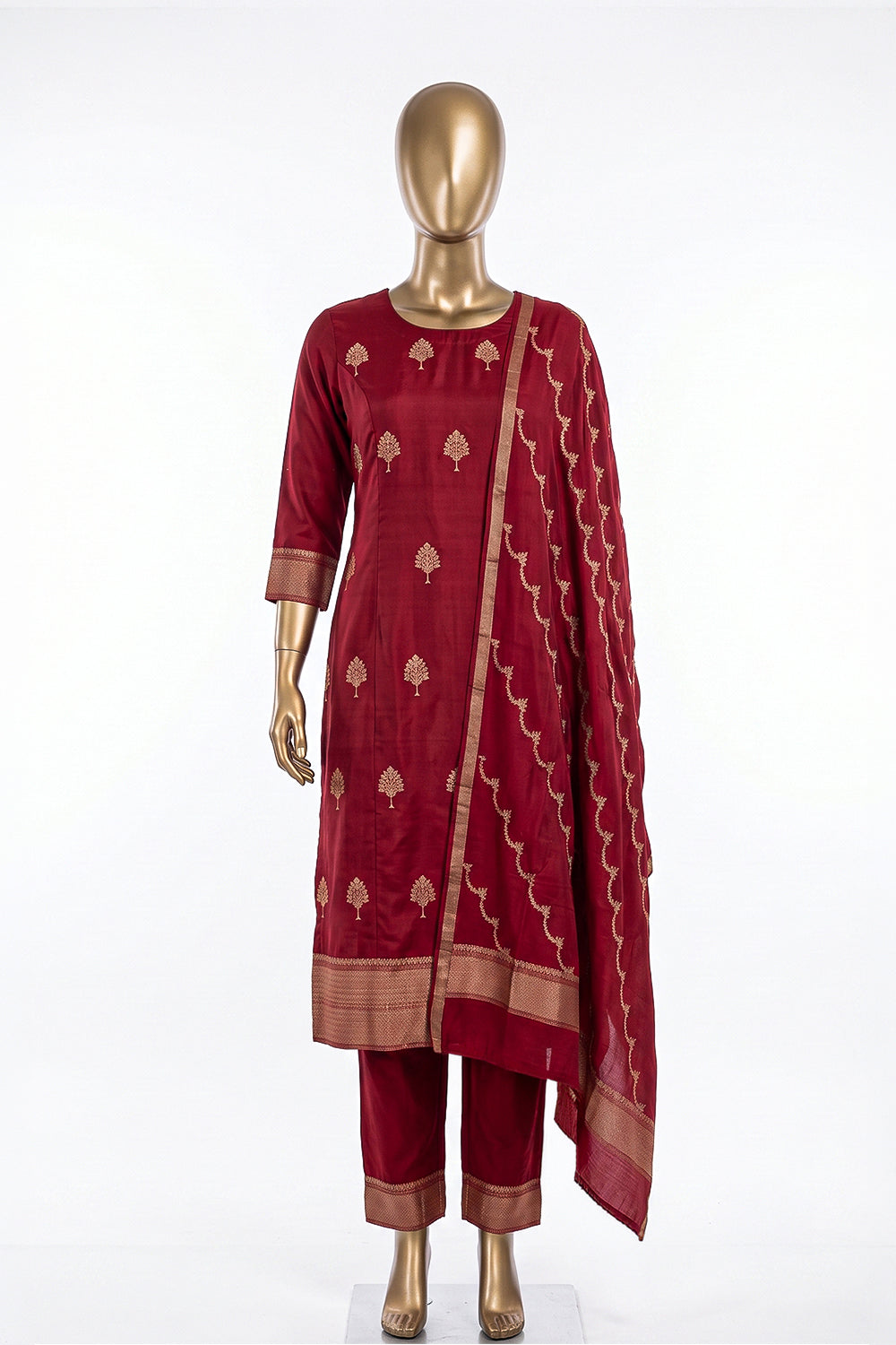 Image of Banarasi Silk Unstitched Suit (3 Pcs Set)