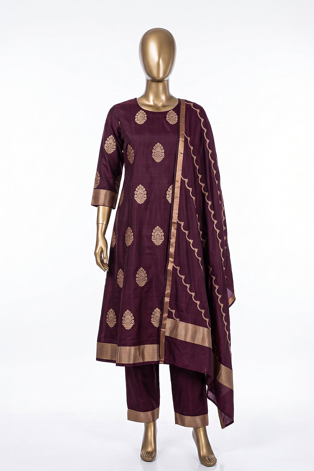Image of Banarasi Silk Unstitched Suit (3 Pcs Set)