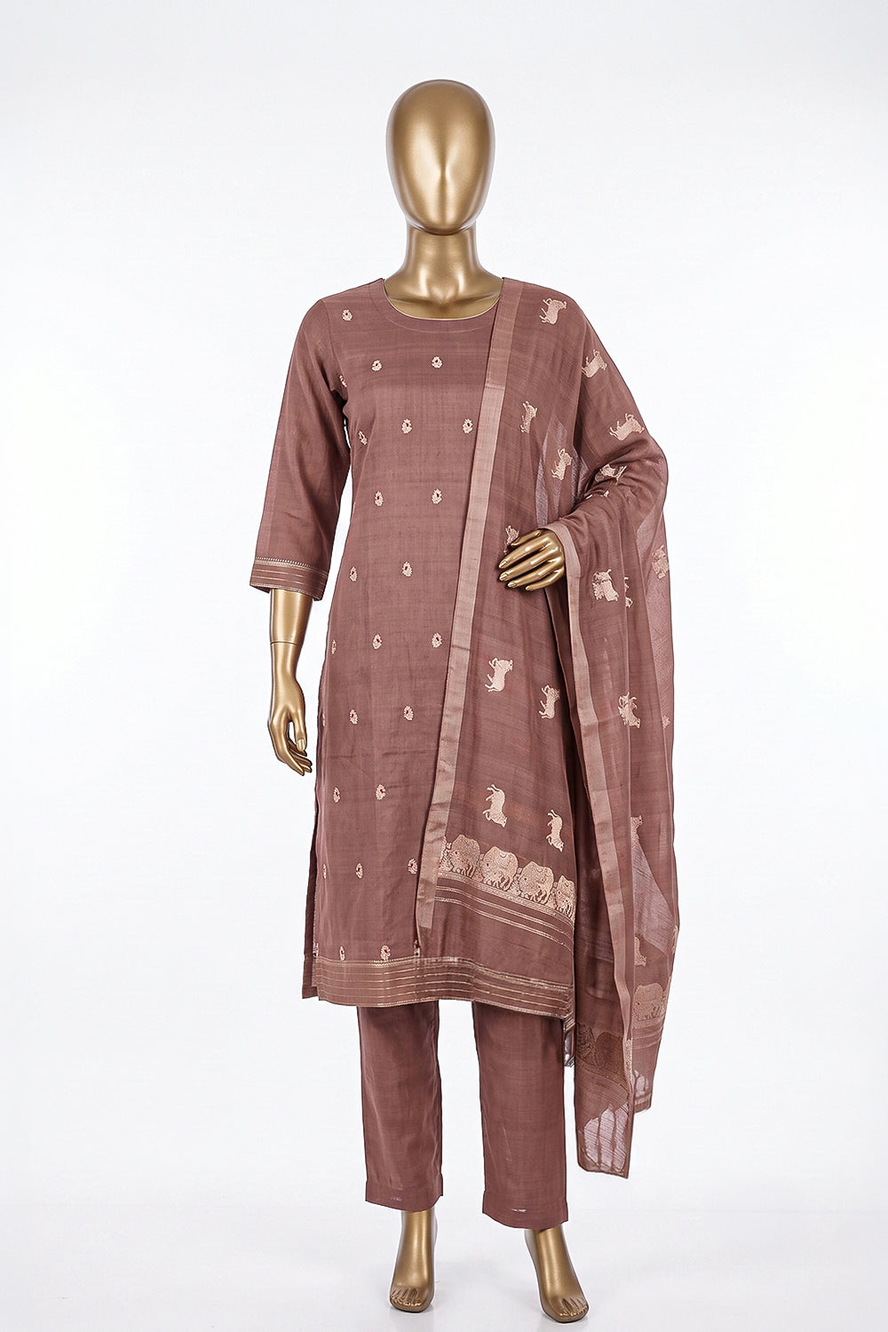 Image of Banarasi Silk Unstitched Suit (3 Pcs Set)