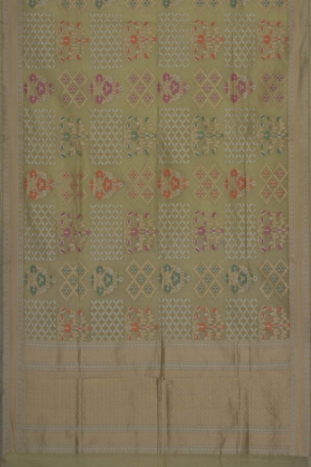 Image of Banarasi Kora Silk Unstitched Suit (3 Pcs Set)