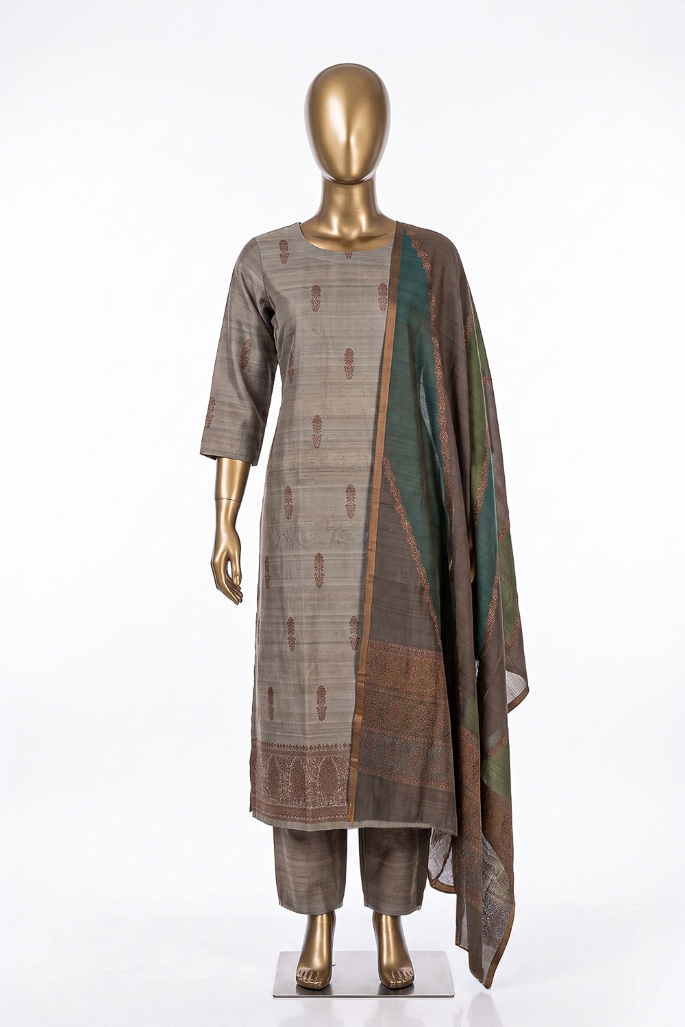Image of Banarasi Tussar Silk Unstitched Suit (3 Pcs Set)