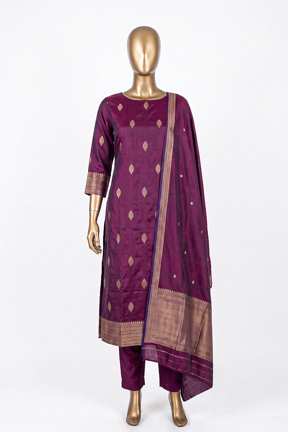 Image of Banarasi Silk Unstitched Suit (3 Pcs Set)