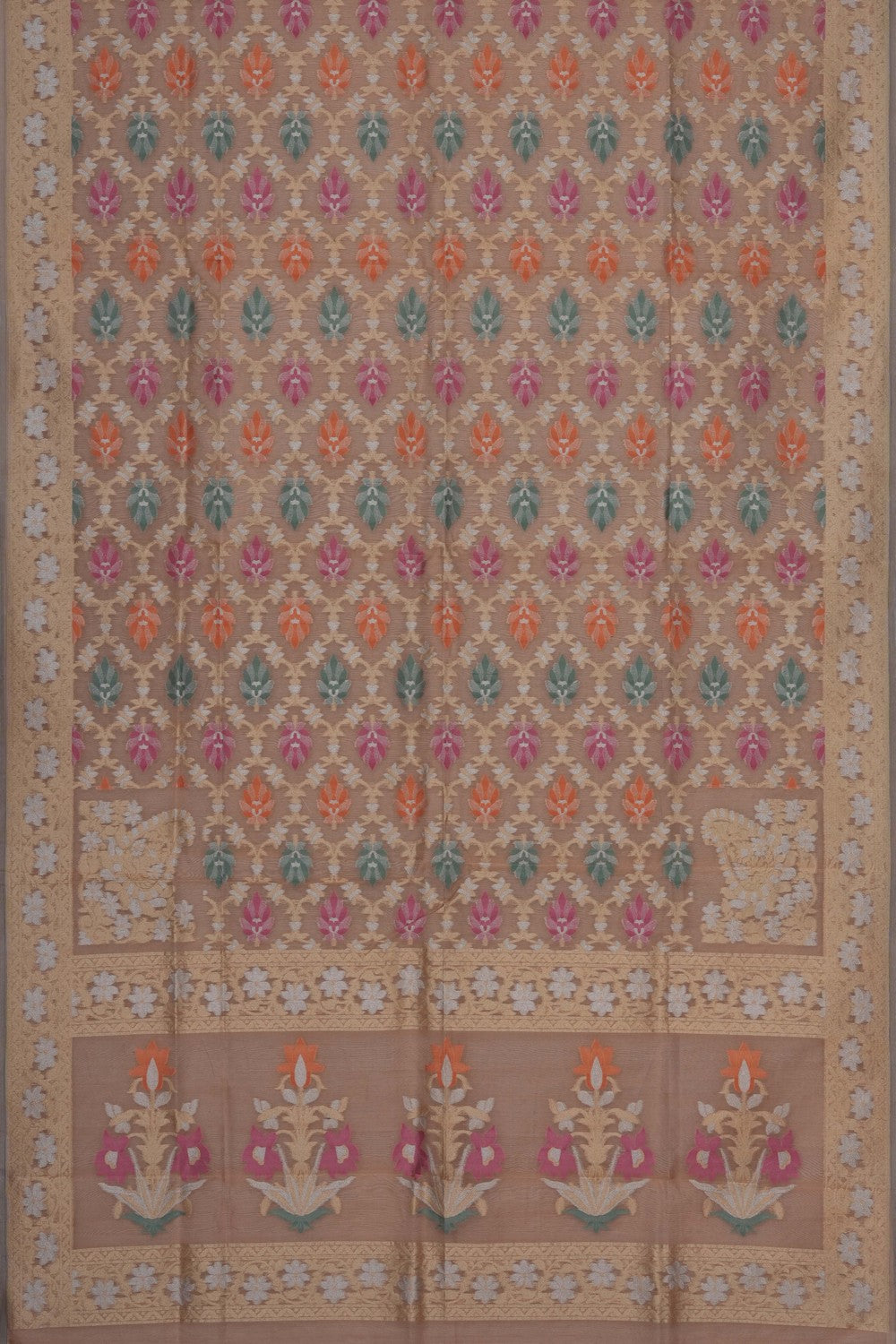 Image of Banarasi Kora Silk Unstitched Suit (3 Pcs Set)