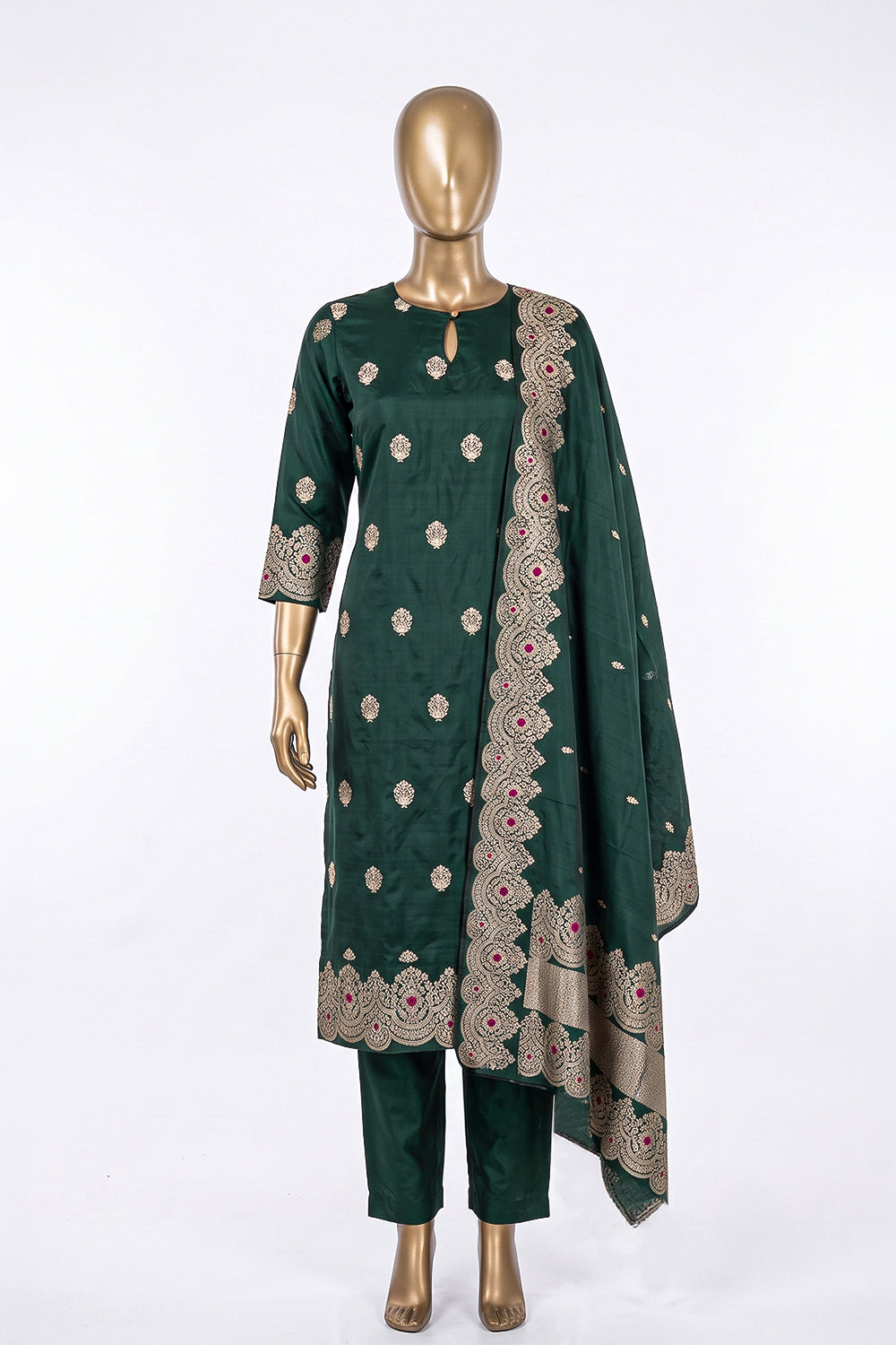 Image of Banarasi Silk Unstitched Suit (3 Pcs Set)