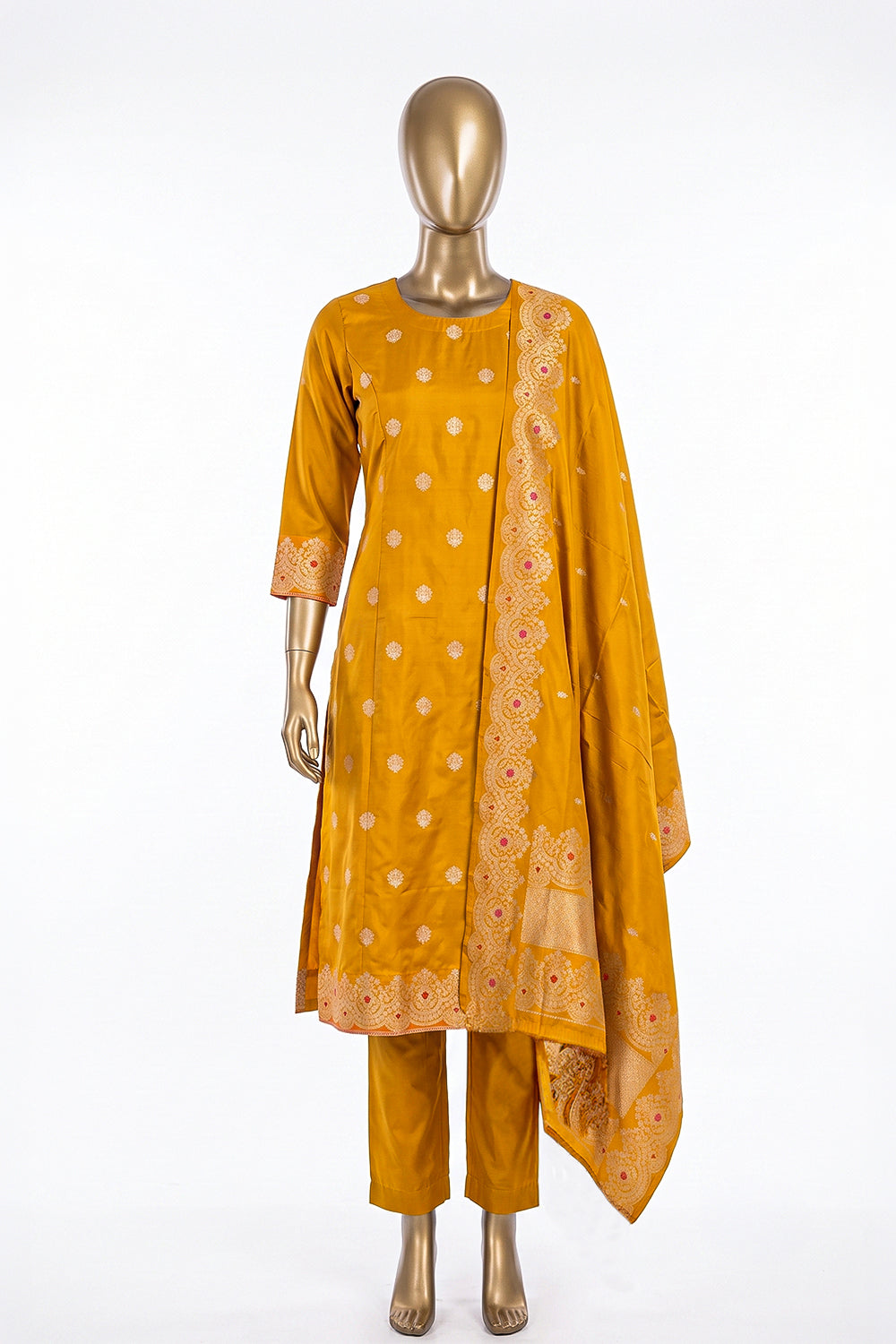 Image of Banarasi Silk Unstitched Suit (3 Pcs Set)