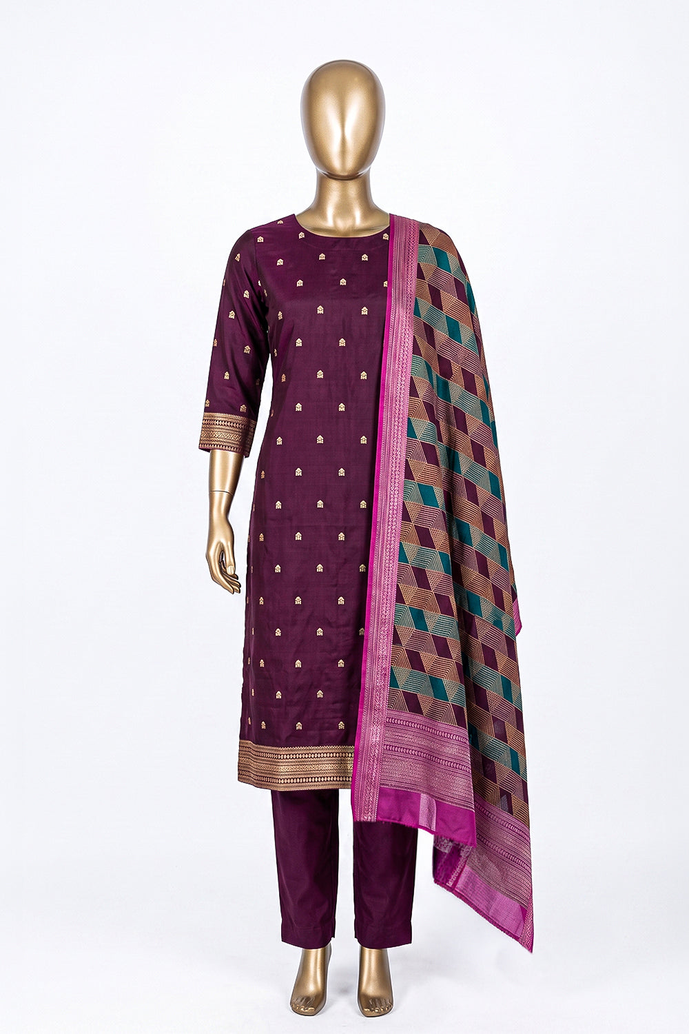 Image of Banarasi Silk Unstitched Suit (3 Pcs Set)