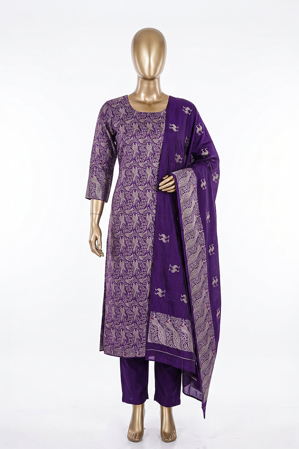 Image of Banarasi Silk Unstitched Suit (3 Pcs Set)
