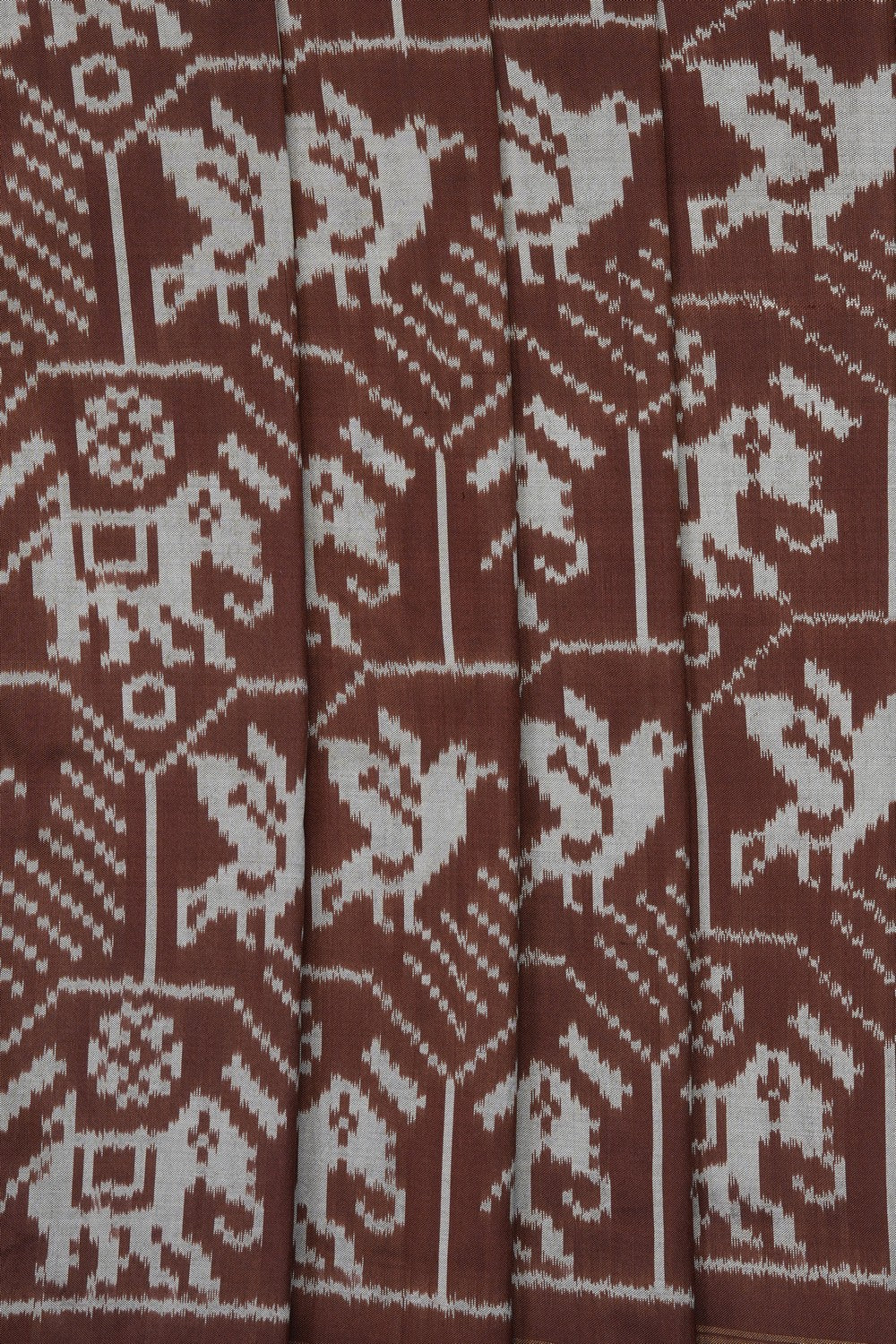 Image of Brown Pochampally Ikat Silk Saree