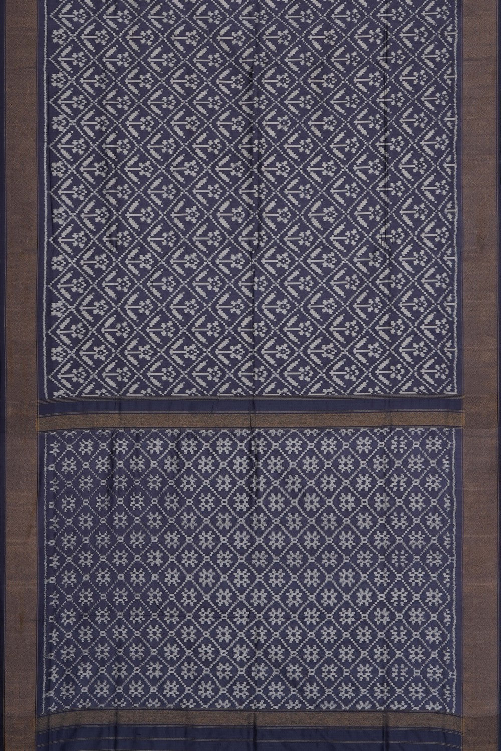 Image of Grey Pochampally Ikat Silk Saree