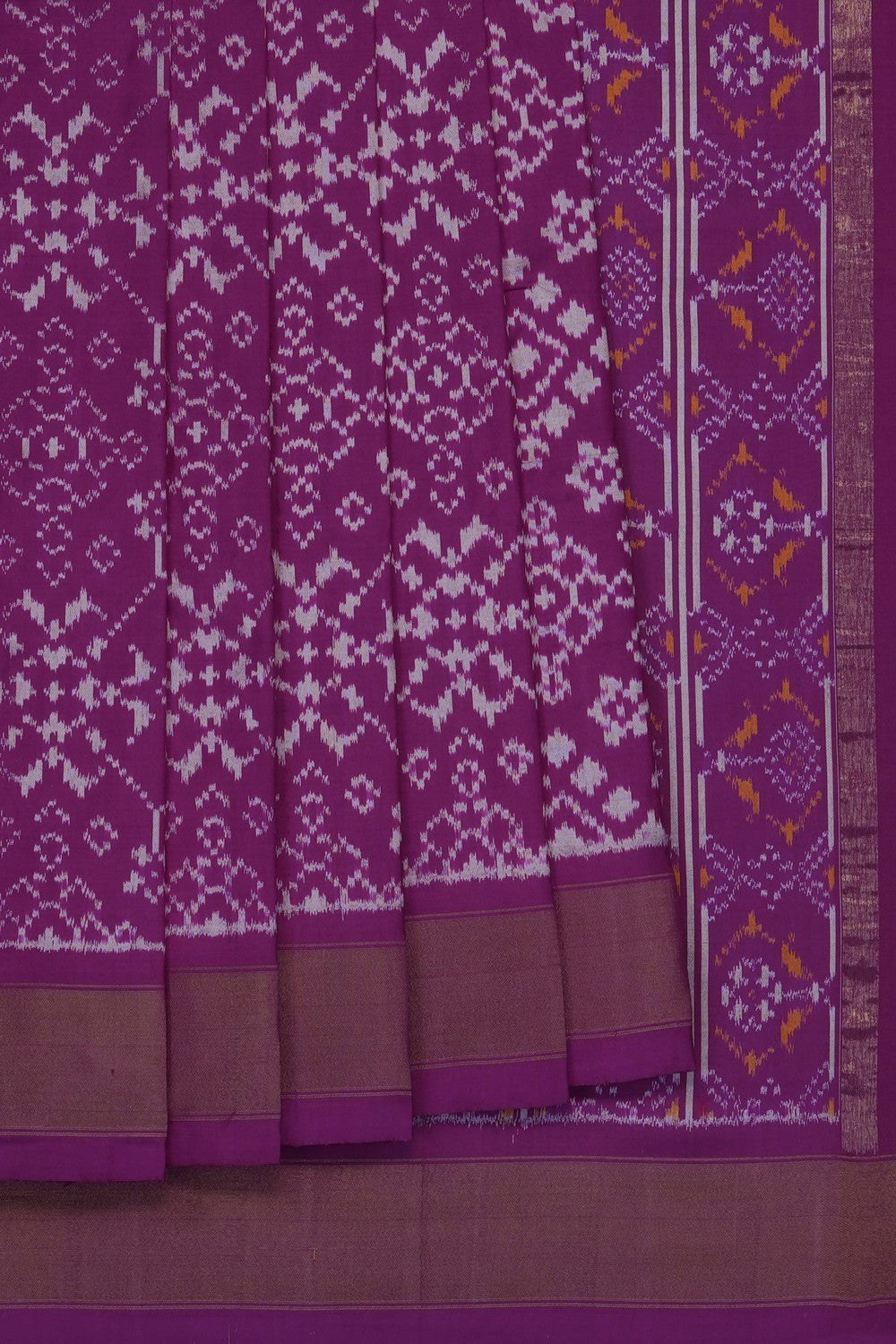 Image of Purple Pochampally Ikat Silk Saree