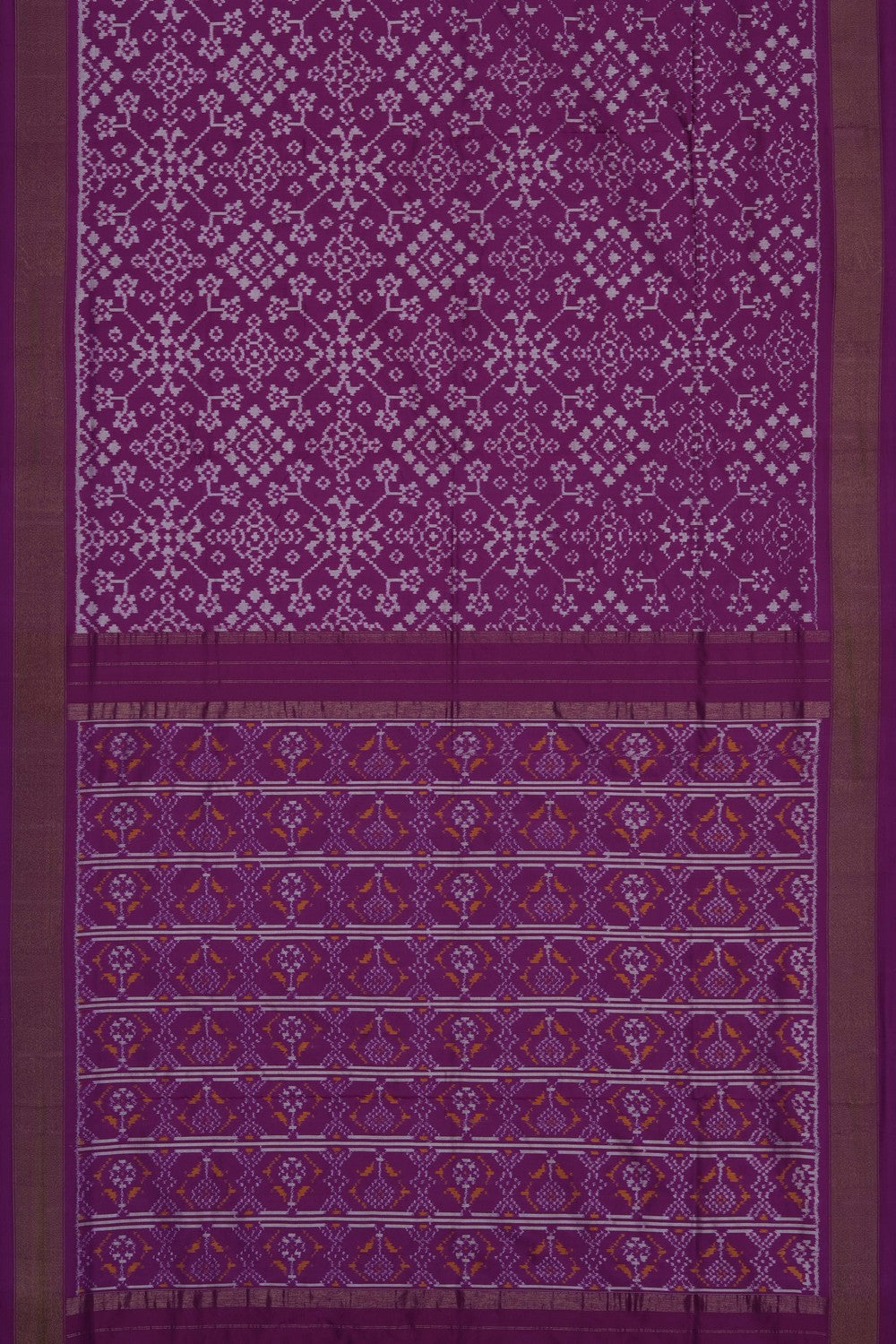 Image of Purple Pochampally Ikat Silk Saree