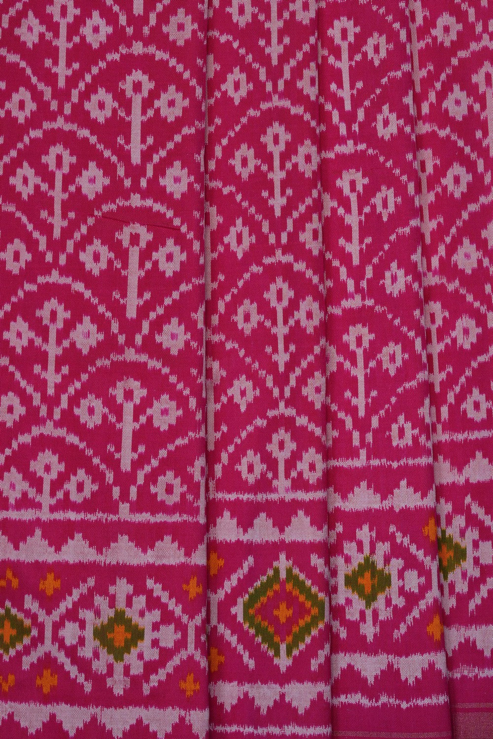 Image of Pink Pochampally Ikat Silk Saree