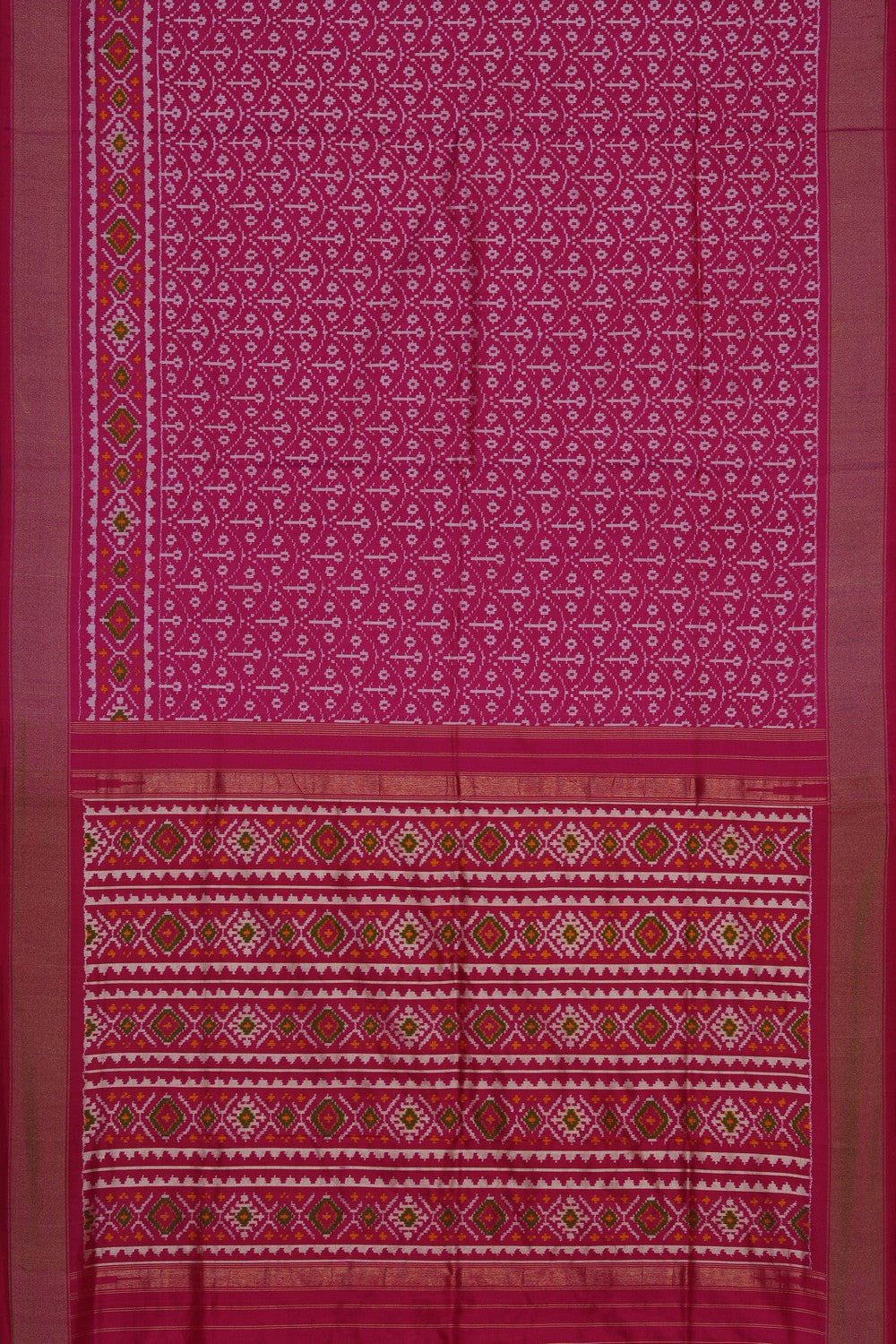 Image of Pink Pochampally Ikat Silk Saree