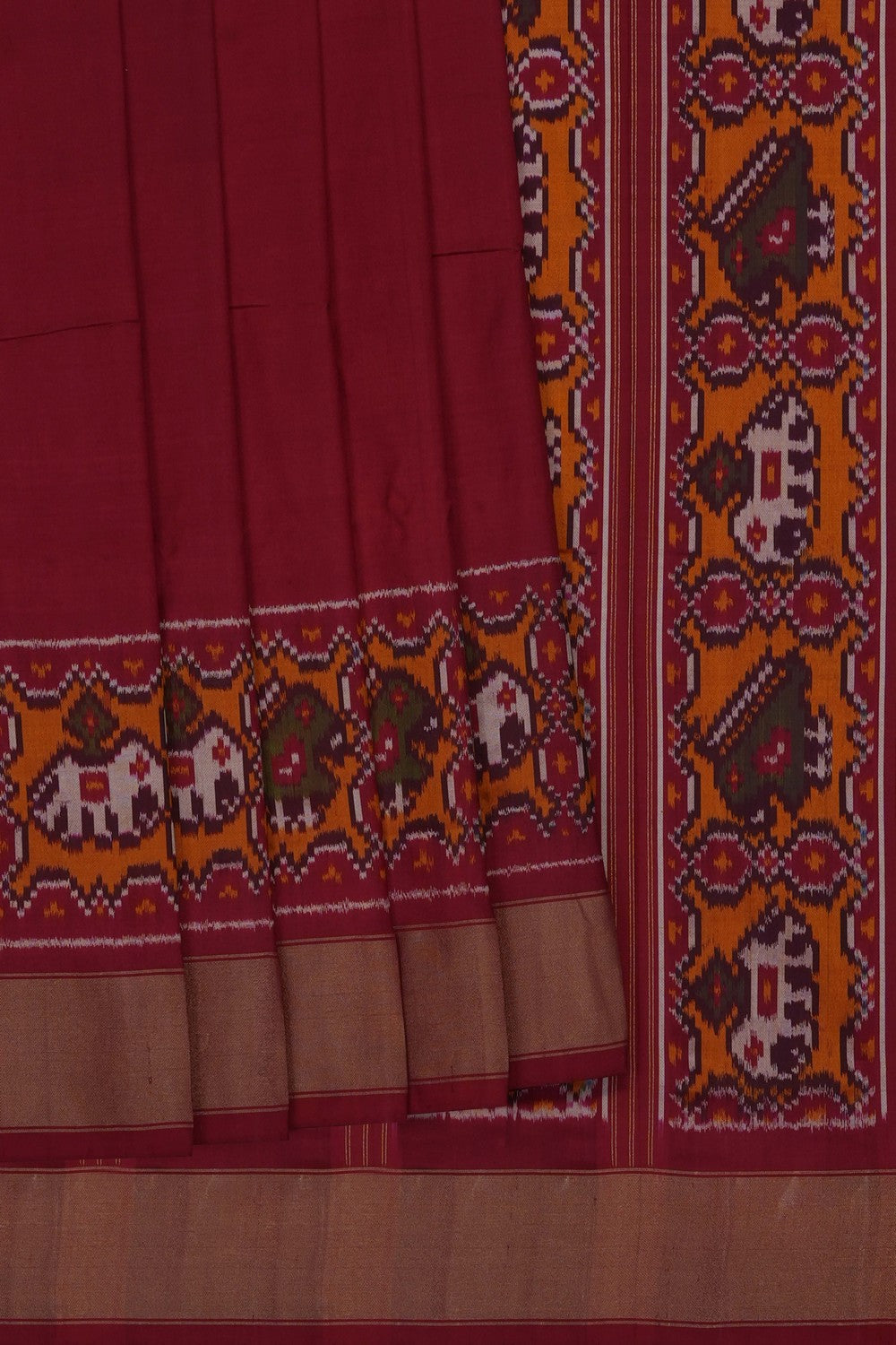 Image of Red Pochampally Ikat Silk Saree