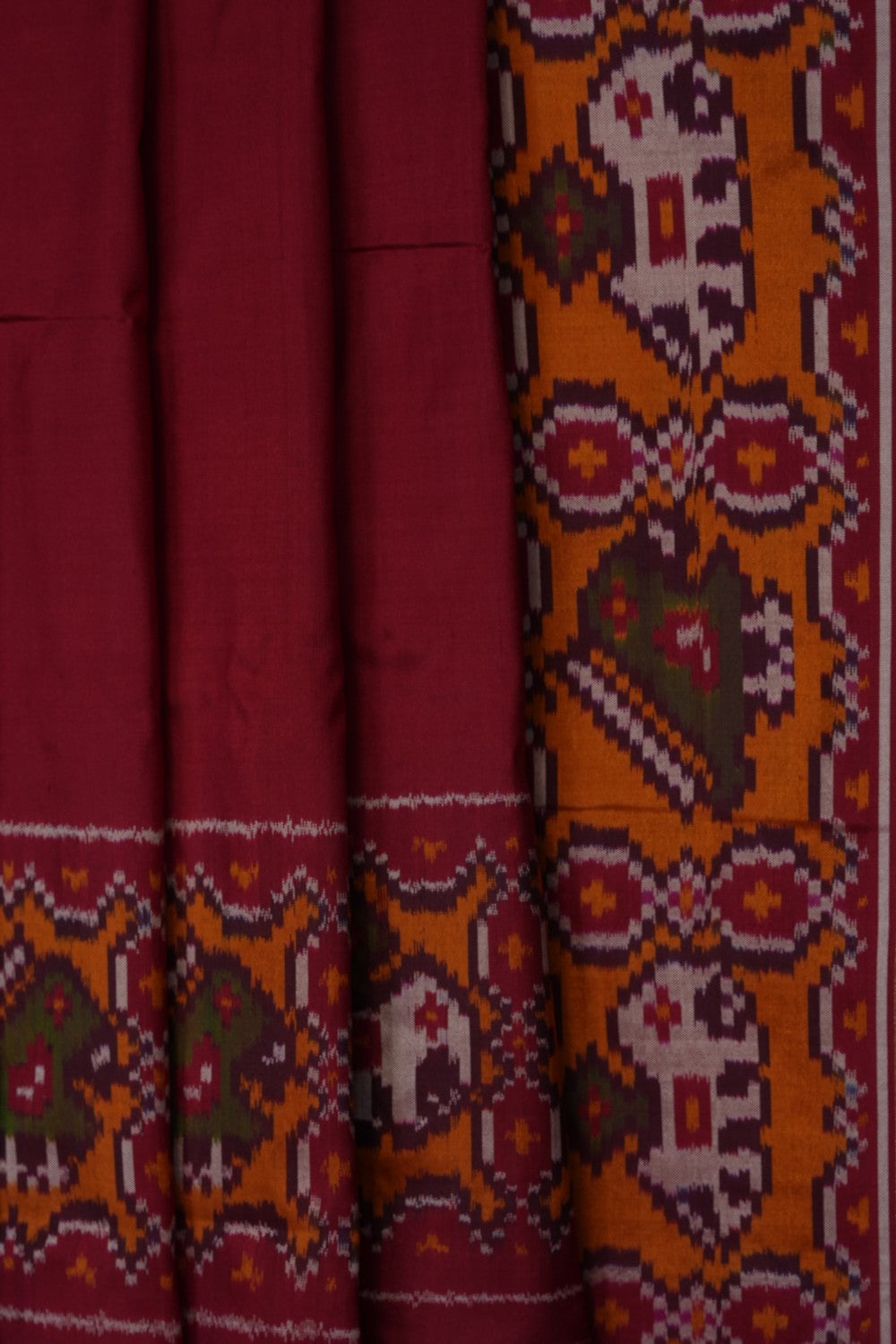 Image of Red Pochampally Ikat Silk Saree