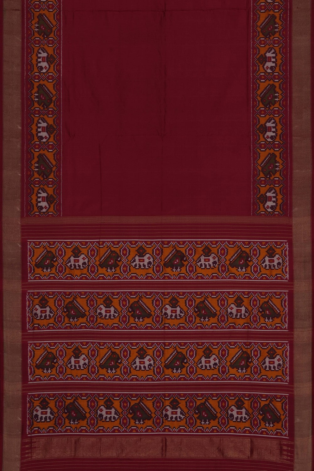 Image of Red Pochampally Ikat Silk Saree