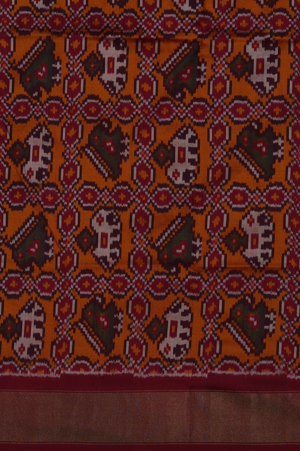 Image of Red Pochampally Ikat Silk Saree