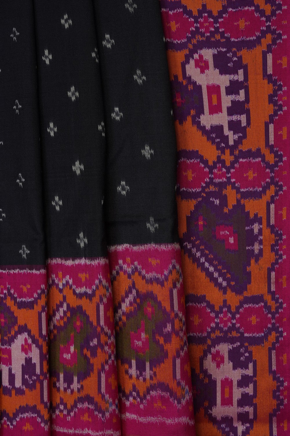 Image of Grey Pochampally Ikat Silk Saree