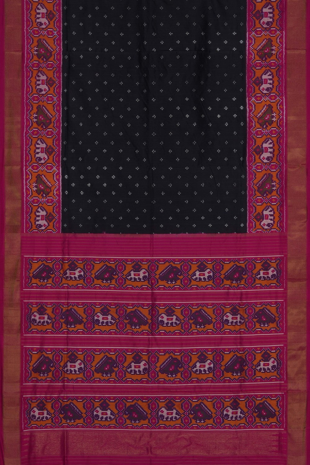 Image of Grey Pochampally Ikat Silk Saree