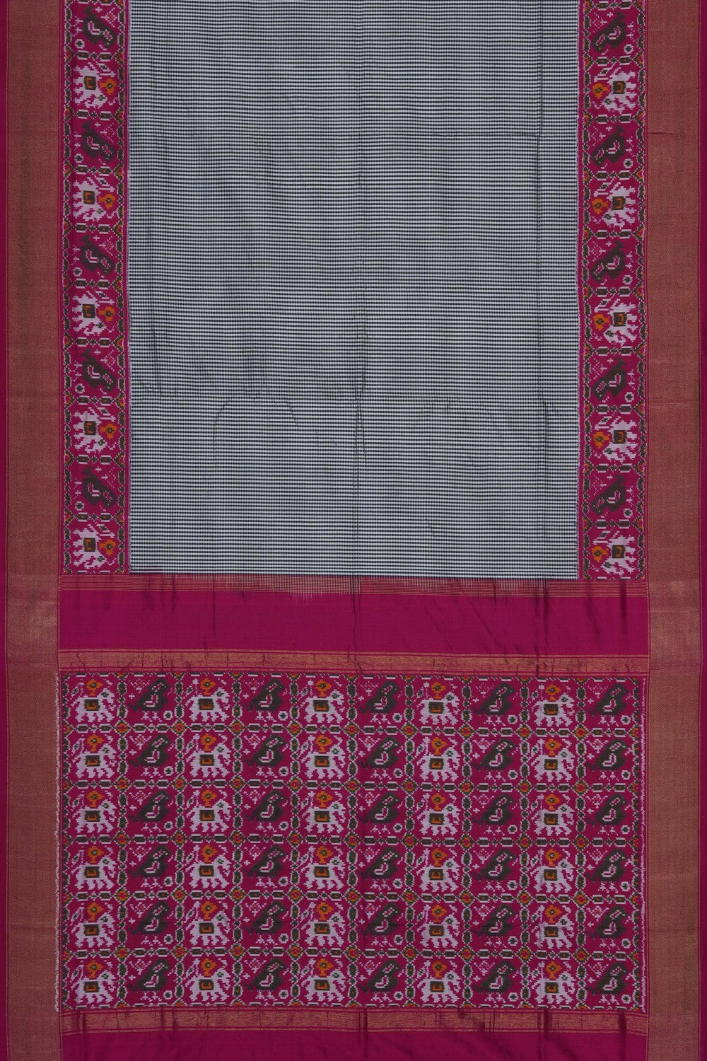 Image of Grey Pochampally Ikat Silk Saree