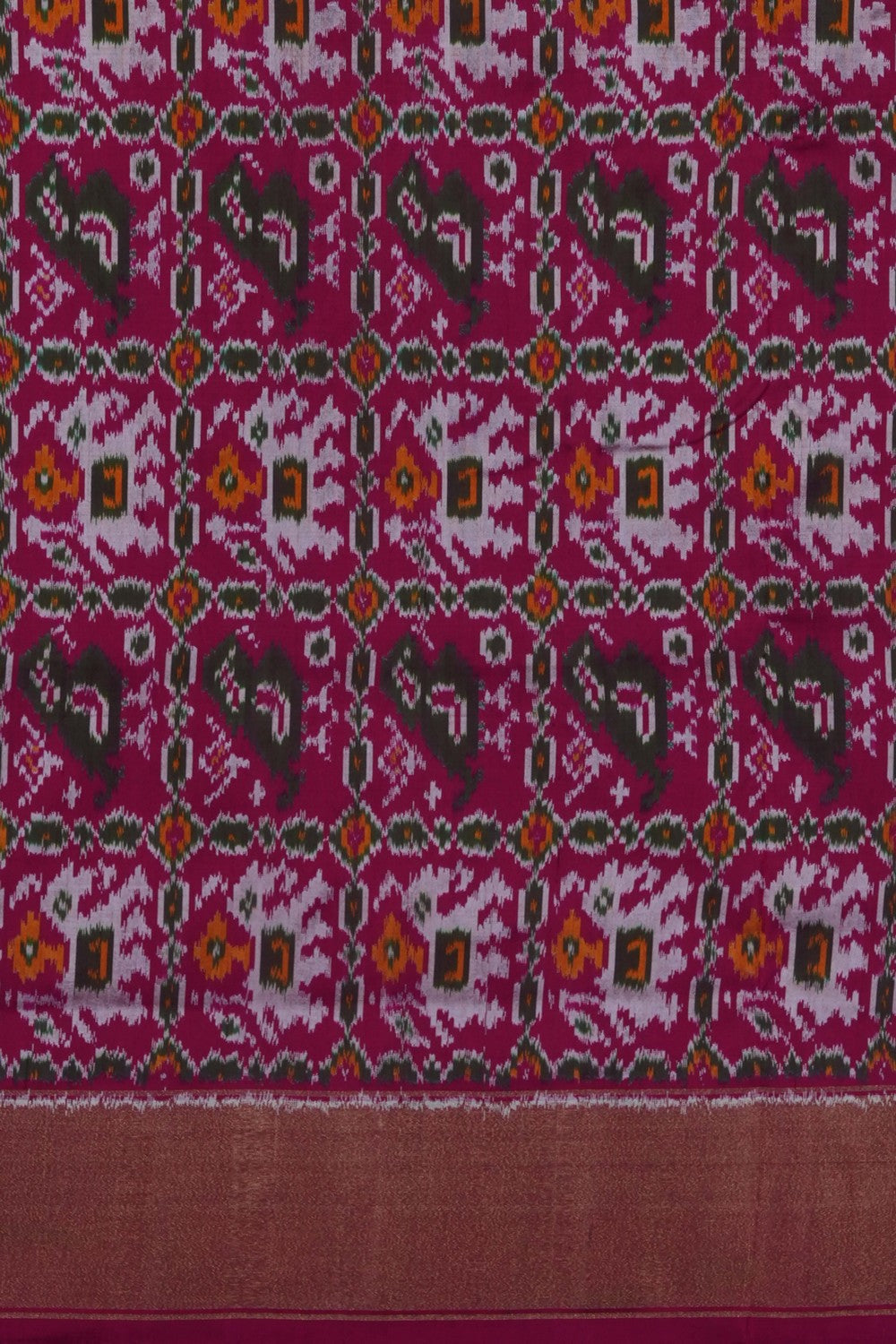 Image of Grey Pochampally Ikat Silk Saree