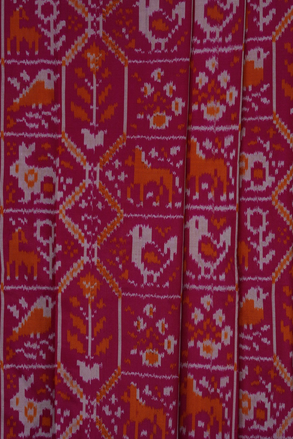 Image of Pink Pochampally Ikat Silk Saree