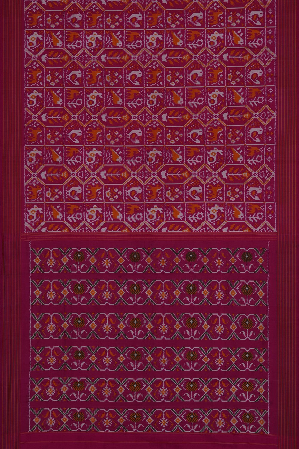Image of Pink Pochampally Ikat Silk Saree
