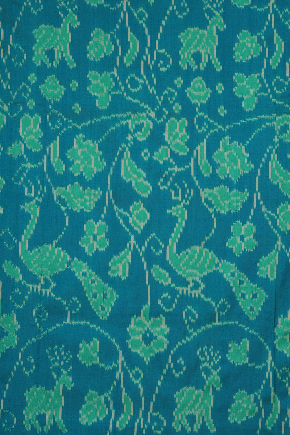 Image of Teal-Blue Pochampally Ikat Silk Saree