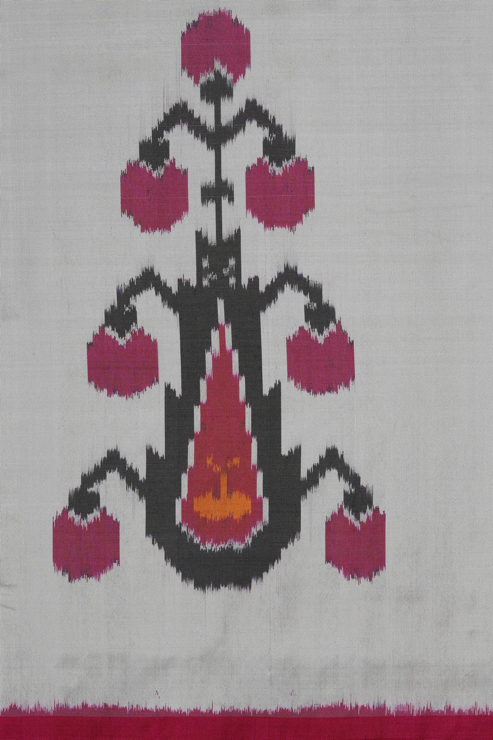 Image of Off-White Pochampally Ikat Silk Saree