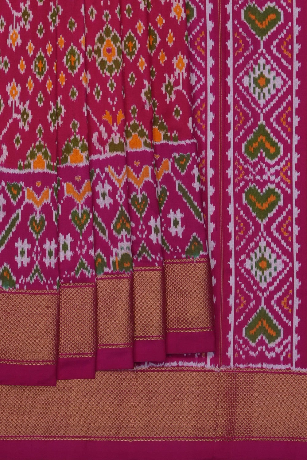 Image of Red Pochampally Ikat Silk Saree