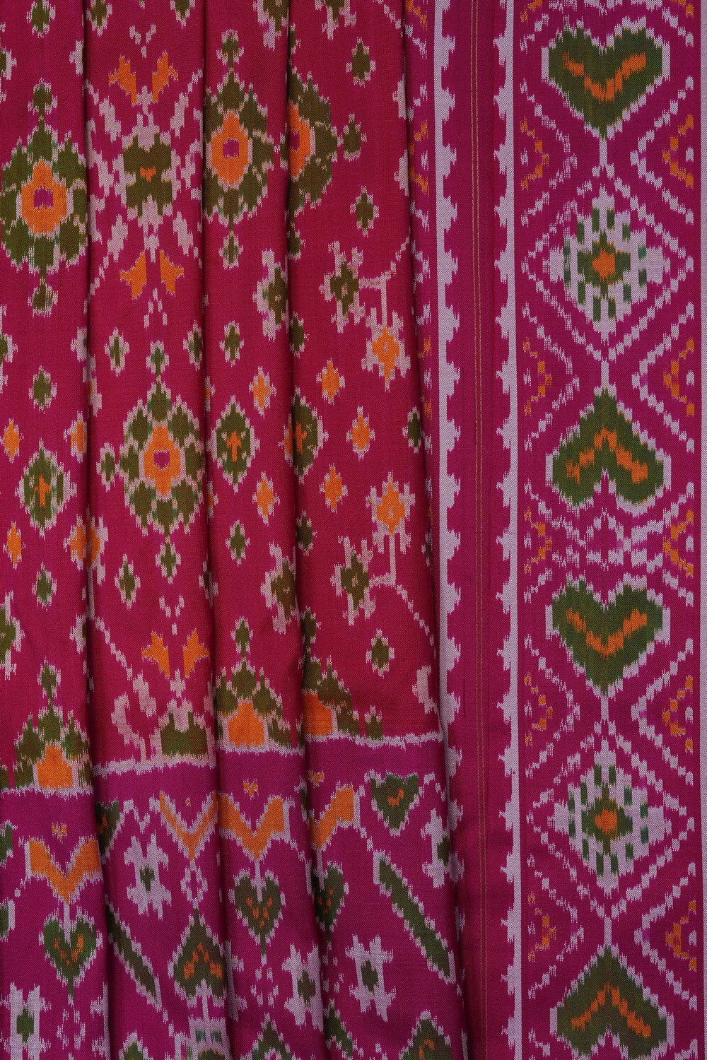 Image of Red Pochampally Ikat Silk Saree