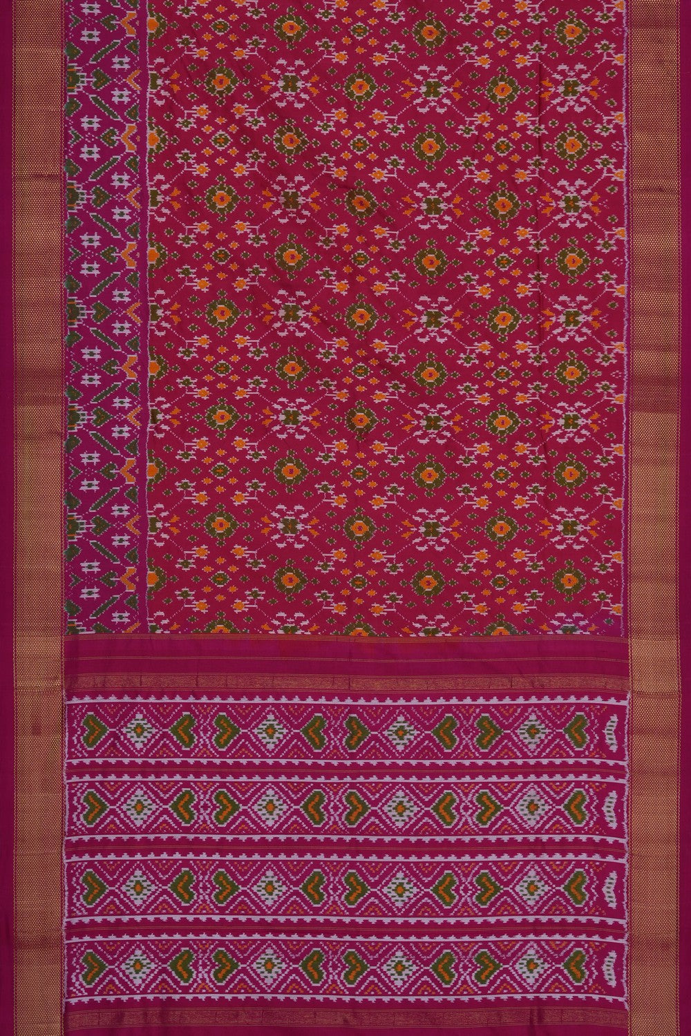 Image of Red Pochampally Ikat Silk Saree