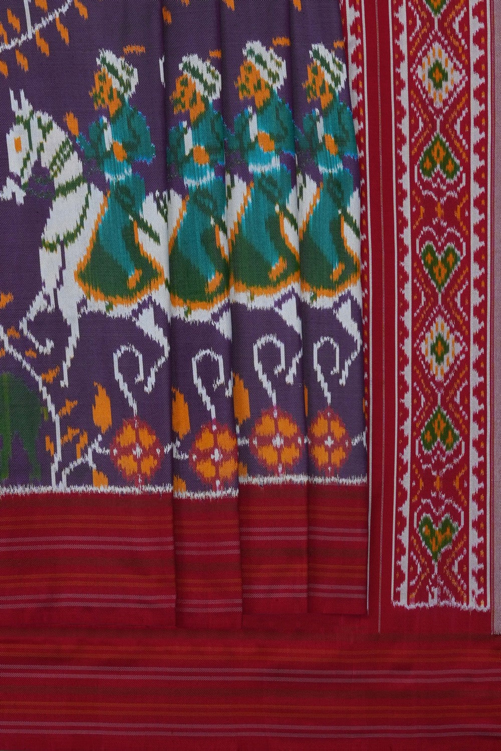 Image of Mauve Pochampally Ikat Twill Silk Saree