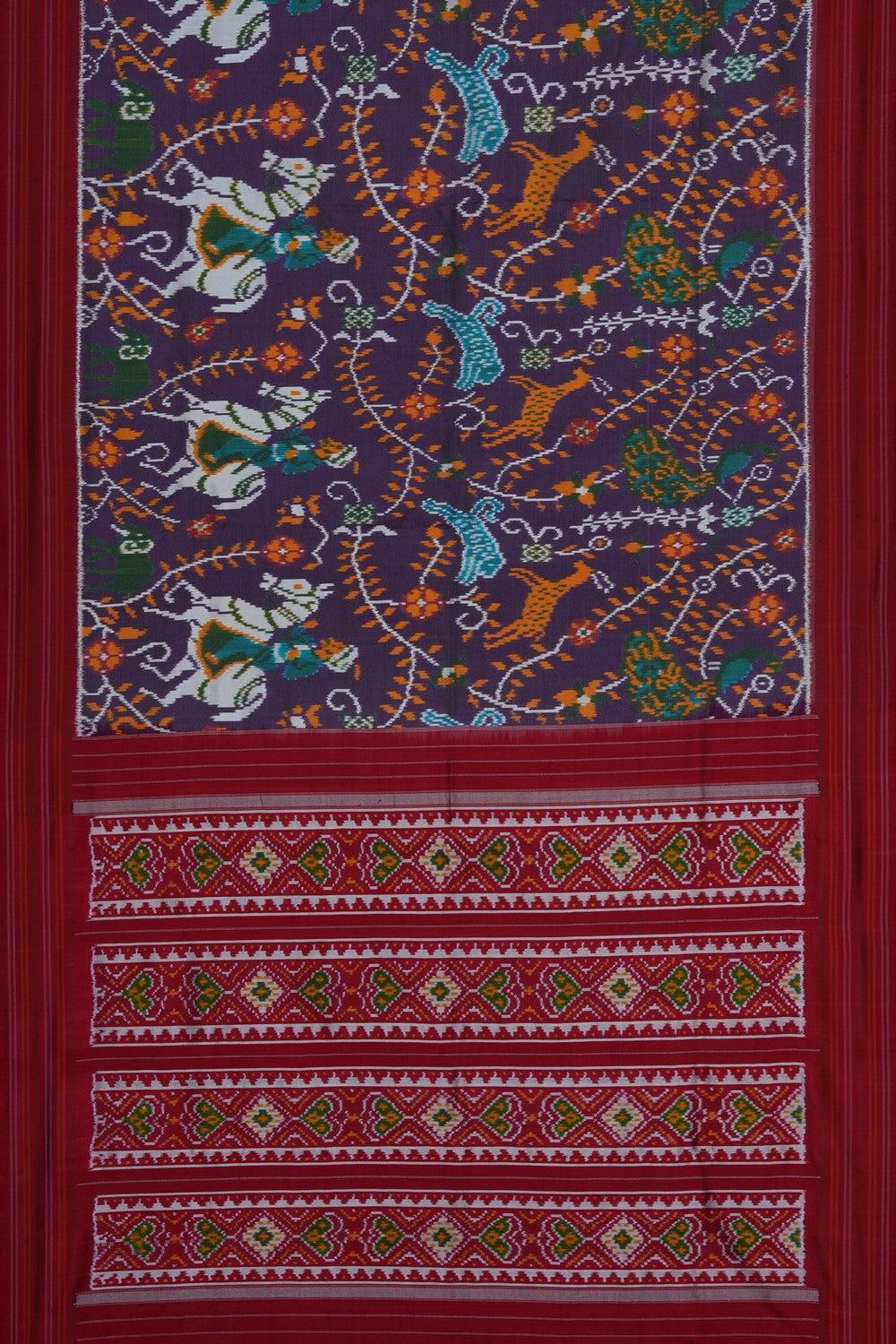 Image of Mauve Pochampally Ikat Twill Silk Saree