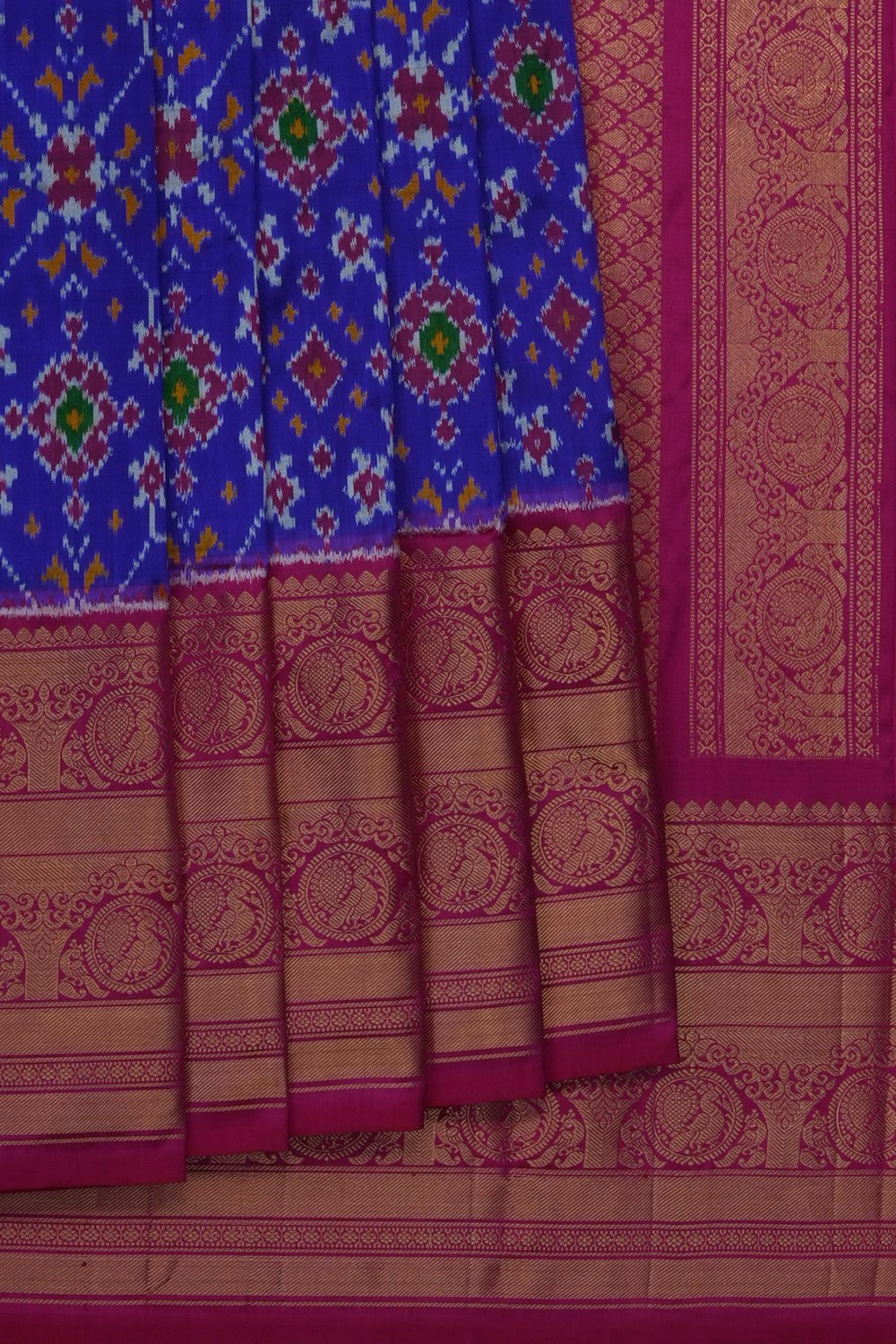 Image of Purple Pochampally Ikat Silk Saree