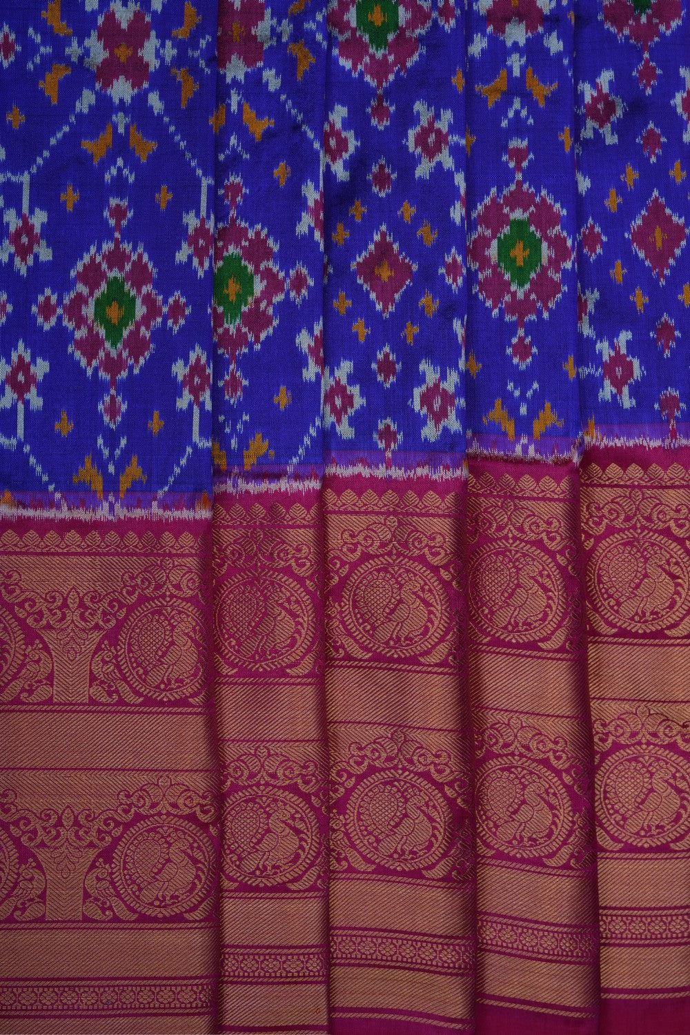 Image of Purple Pochampally Ikat Silk Saree