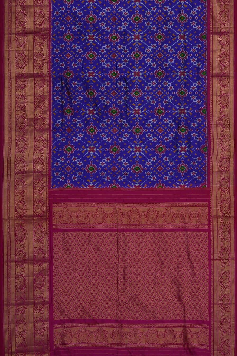 Image of Purple Pochampally Ikat Silk Saree